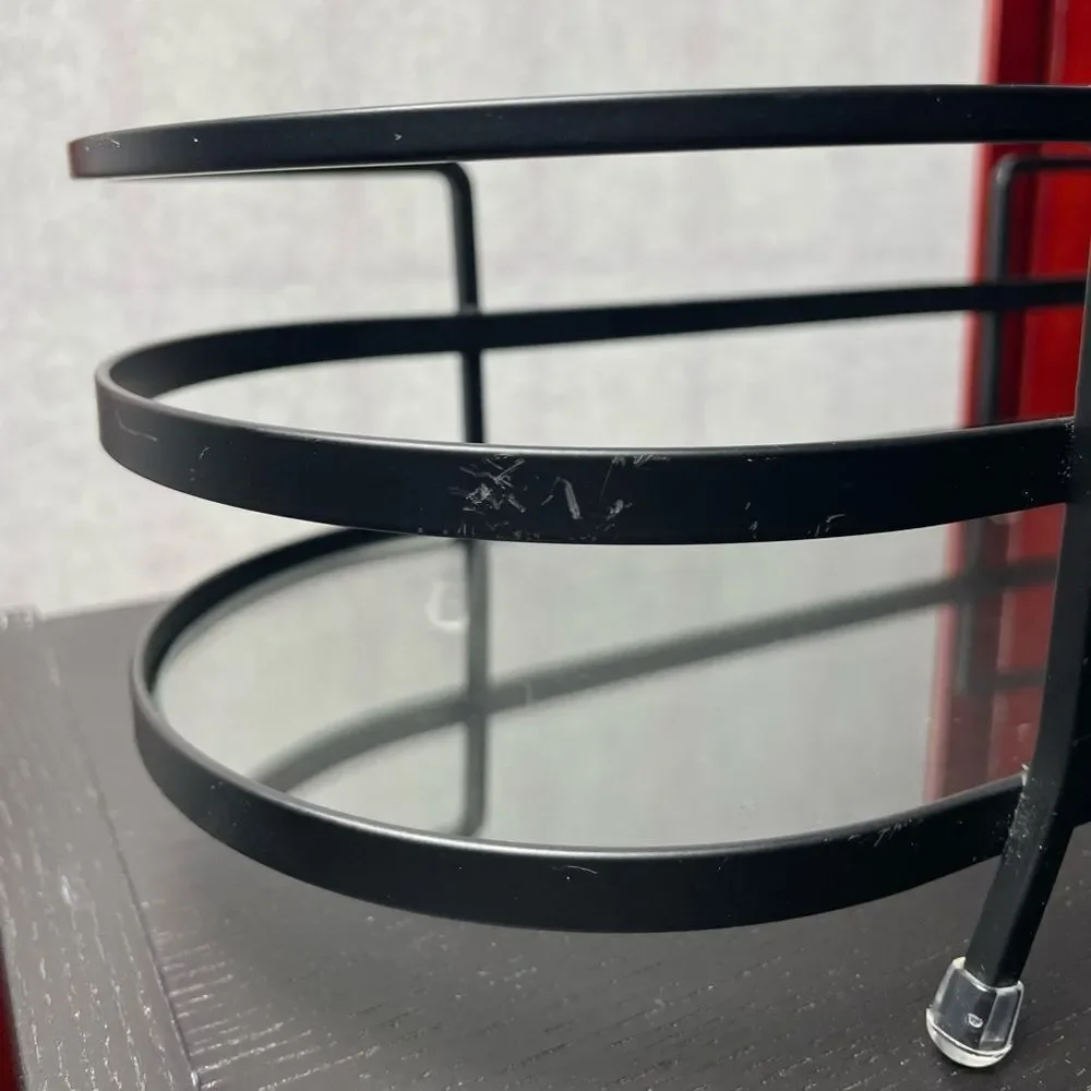 Black Metal Vanity Organizer with Glass Shelf